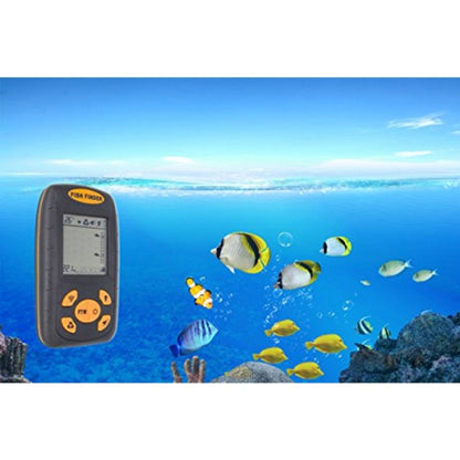 Skorter | Portable Ultrasonic Fish Finder, Water Depth & Temperature Fishfinder with Wired Sonar Sensor Transducer and LCD Display