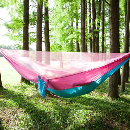 Skorter | Portable Outdoor Parachute Hammock with Mosquito Nets (Pink Blue)