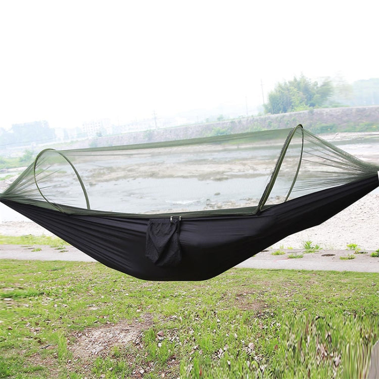 Skorter | Portable Outdoor Camping Full-automatic Nylon Parachute Hammock with Mosquito Nets, Size : 290 x 140cm (Black)