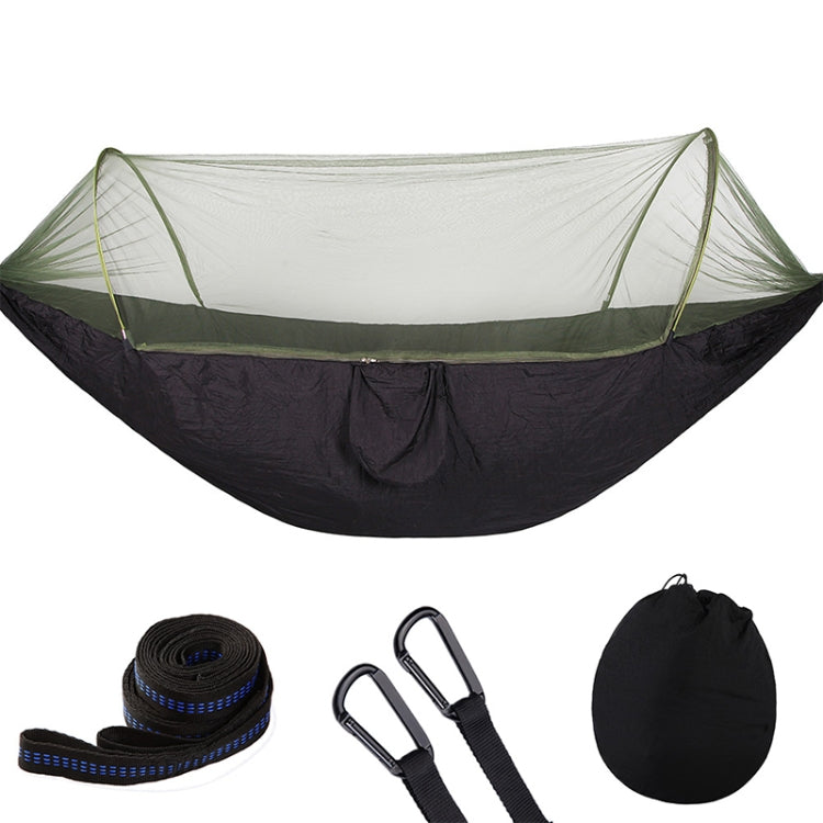 Skorter | Portable Outdoor Camping Full-automatic Nylon Parachute Hammock with Mosquito Nets, Size : 290 x 140cm (Black)