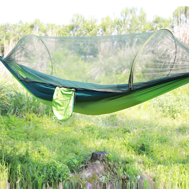Skorter | Portable Outdoor Camping Full-automatic Nylon Parachute Hammock with Mosquito Nets, Size : 290 x 140cm (Green)