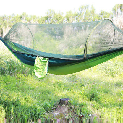 Skorter | Portable Outdoor Camping Full-automatic Nylon Parachute Hammock with Mosquito Nets, Size : 290 x 140cm (Green)