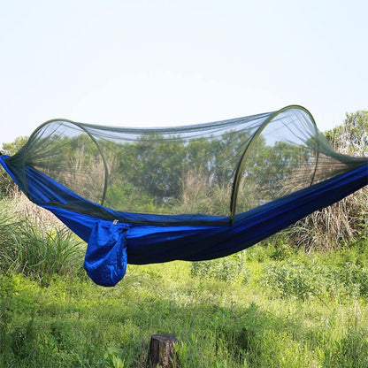 Skorter | Portable Outdoor Camping Full-automatic Nylon Parachute Hammock with Mosquito Nets, Size : 290 x 140cm (Blue)
