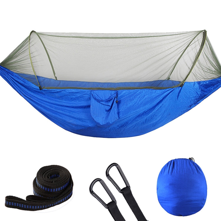 Skorter | Portable Outdoor Camping Full-automatic Nylon Parachute Hammock with Mosquito Nets, Size : 290 x 140cm (Blue)