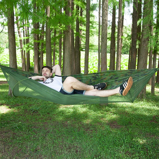 Skorter | Portable Outdoor Camping Full-automatic Nylon Parachute Hammock with Mosquito Nets, Size : 250 x 120cm (Camouflage)