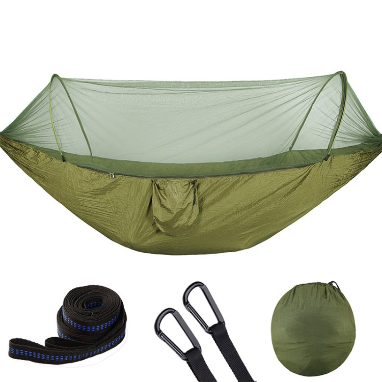 Skorter | Portable Outdoor Camping Full-automatic Nylon Parachute Hammock with Mosquito Nets, Size : 250 x 120cm (Army Green)