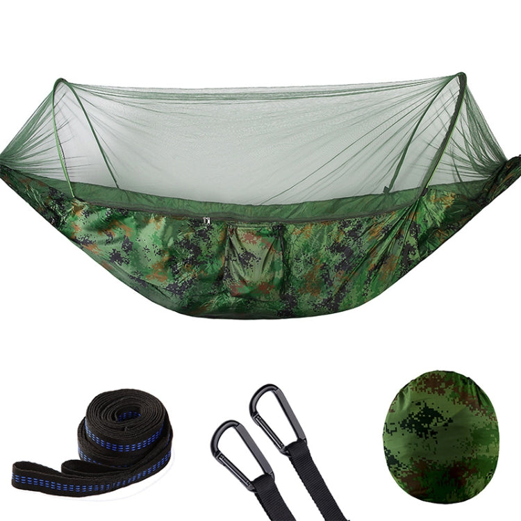 Skorter | Portable Outdoor Camping Full-automatic Nylon Parachute Hammock with Mosquito Nets, Size : 250 x 120cm (Camouflage)