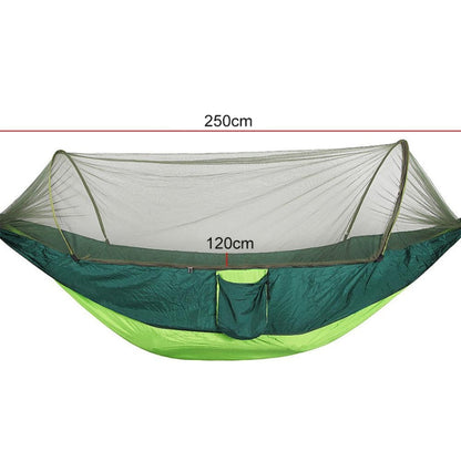 Skorter | Portable Outdoor Camping Full-automatic Nylon Parachute Hammock with Mosquito Nets, Size : 250 x 120cm (Dark Blue + Baby Blue)