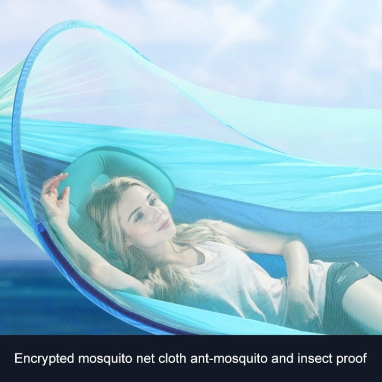 Skorter | Portable Outdoor Camping Full-automatic Nylon Parachute Hammock with Mosquito Nets, Size : 250 x 120cm (Dark Blue + Baby Blue)