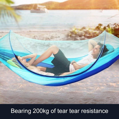 Skorter | Portable Outdoor Camping Full-automatic Nylon Parachute Hammock with Mosquito Nets, Size : 250 x 120cm (Dark Blue + Baby Blue)