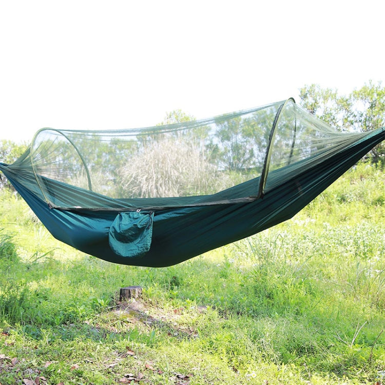 Skorter | Portable Outdoor Camping Full-automatic Nylon Parachute Hammock with Mosquito Nets, Size : 250 x 120cm (Dark Green)
