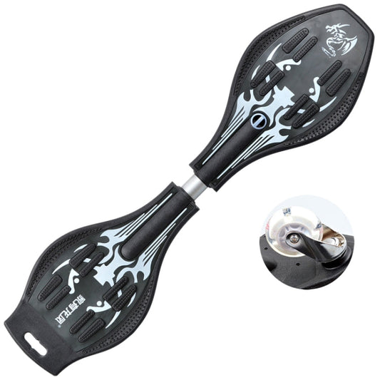 Skorter | Fashion Vulcan Pattern Two-wheeled Skateboard Luminous Flash Wheel Vitality Board(Black)
