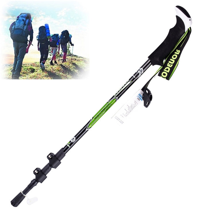 Skorter | KODENOR Outdoor Mountaineering Portable Foldable Carbon Fibre Straight Handle Alpenstocks Trekking Poles, Length : 63-135CM (Black+green)