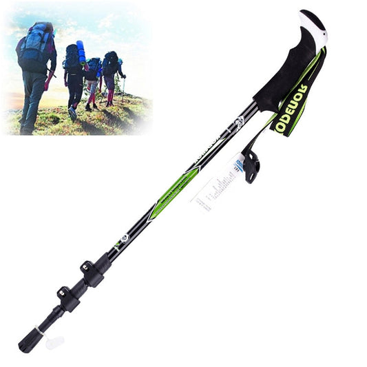 Skorter | KODENOR Outdoor Mountaineering Portable Foldable Carbon Fibre Straight Handle Alpenstocks Trekking Poles, Length : 63-135CM (Black+green)