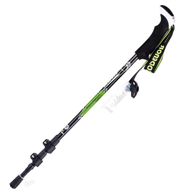 Skorter | KODENOR Outdoor Mountaineering Portable Foldable Carbon Fibre Straight Handle Alpenstocks Trekking Poles, Length : 63-135CM (Black+green)