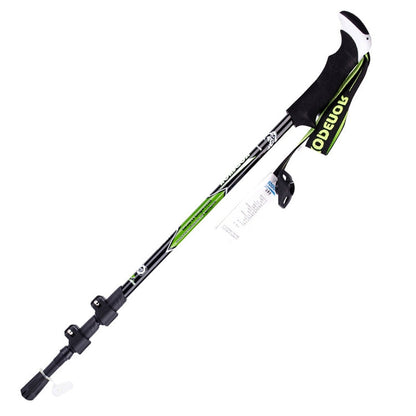 Skorter | KODENOR Outdoor Mountaineering Portable Foldable Carbon Fibre Straight Handle Alpenstocks Trekking Poles, Length : 63-135CM (Black+green)