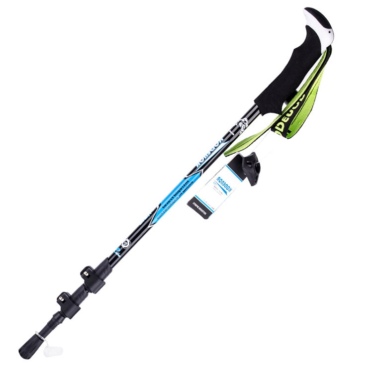 Skorter | KODENOR Outdoor Mountaineering Portable Foldable Carbon Fibre Straight Handle Alpenstocks Trekking Poles, Length : 63-135CM (Black Blue)