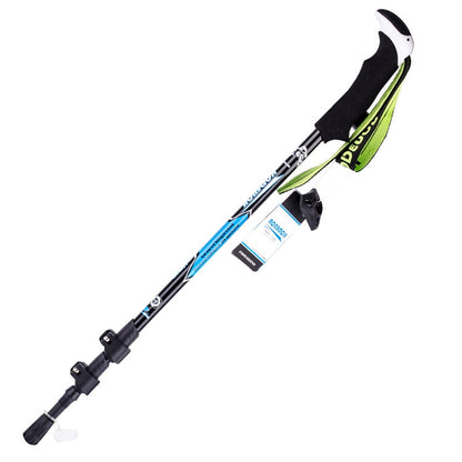 Skorter | KODENOR Outdoor Mountaineering Portable Foldable Carbon Fibre Straight Handle Alpenstocks Trekking Poles, Length : 63-135CM (Black Blue)