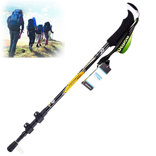 Skorter | KODENOR Outdoor Mountaineering Portable Foldable Carbon Fibre Straight Handle Alpenstocks Trekking Poles, Length : 63-135CM (Black Yellow)
