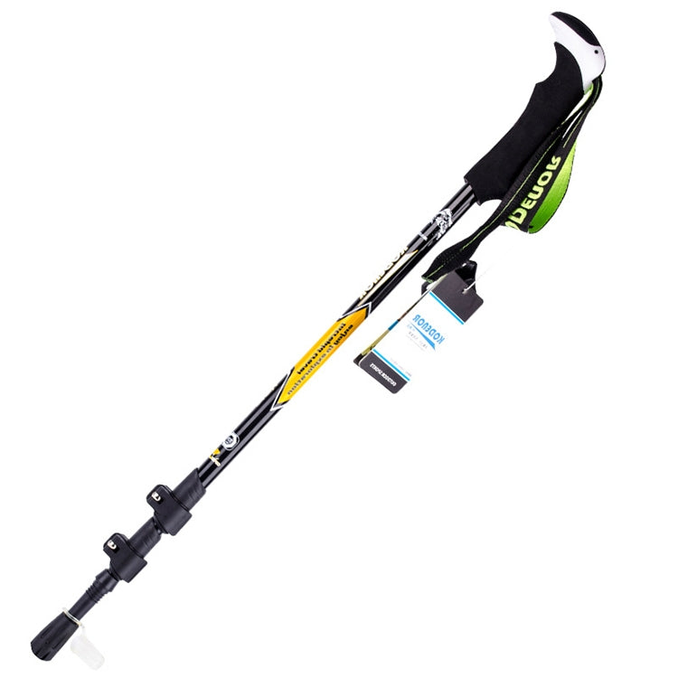 Skorter | KODENOR Outdoor Mountaineering Portable Foldable Carbon Fibre Straight Handle Alpenstocks Trekking Poles, Length : 63-135CM (Black Yellow)