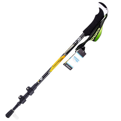 Skorter | KODENOR Outdoor Mountaineering Portable Foldable Carbon Fibre Straight Handle Alpenstocks Trekking Poles, Length : 63-135CM (Black Yellow)