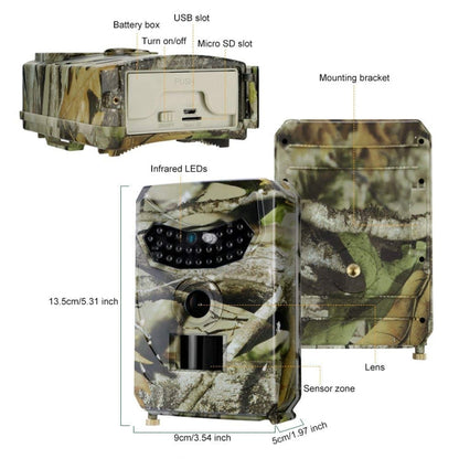 Skorter | PR-100 1MP IP54 Waterproof IR Night Vision Security Hunting Trail Camera, Sunplus 1628 Program, 120 Degree Wide Angle,100 Degree PIR Sensing Angle