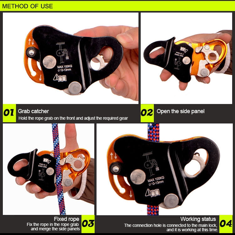 Skorter | XINDA EN567 Outdoor Rock Climbing Aerial Work Anti-fall Rope Gripper for 8-13mm Diameter Rope