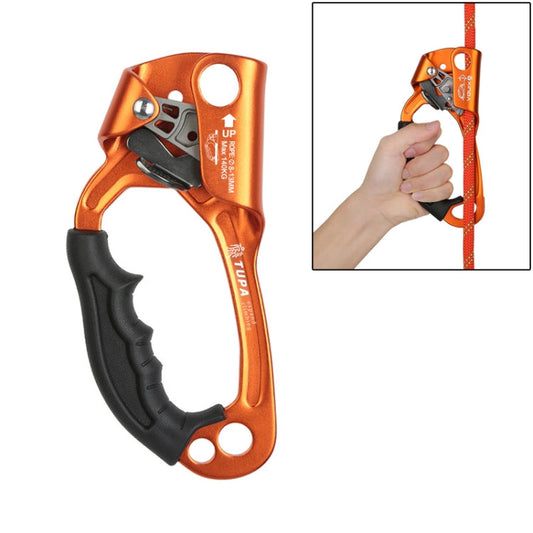 Skorter | XINDA TP-8606 Outdoor Rock Climbing Aerial Work Anti-fall Handheld Rope Gripper for 8-12mm Diameter Rope left(Orange)