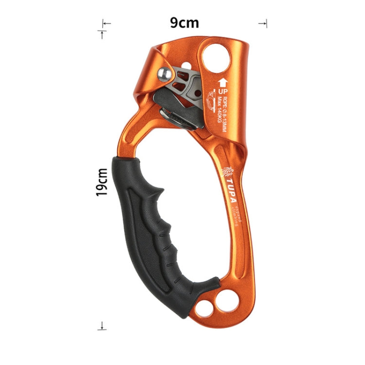 Skorter | XINDA TP-8606 Outdoor Rock Climbing Aerial Work Anti-fall Handheld Rope Gripper for 8-12mm Diameter Rope left(Orange)
