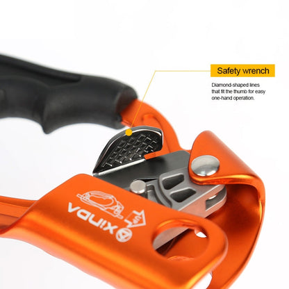 Skorter | XINDA TP-8606 Outdoor Rock Climbing Aerial Work Anti-fall Handheld Rope Gripper for 8-12mm Diameter Rope left(Orange)
