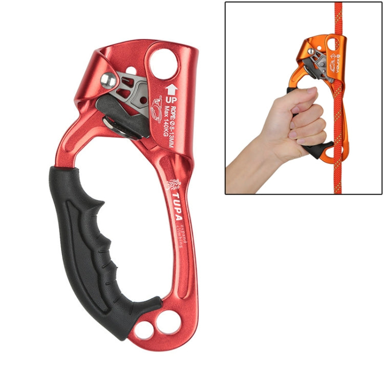 Skorter | XINDA TP-8606 Outdoor Rock Climbing Aerial Work Anti-fall Handheld Rope Gripper for 8-12mm Diameter Rope left(Red)
