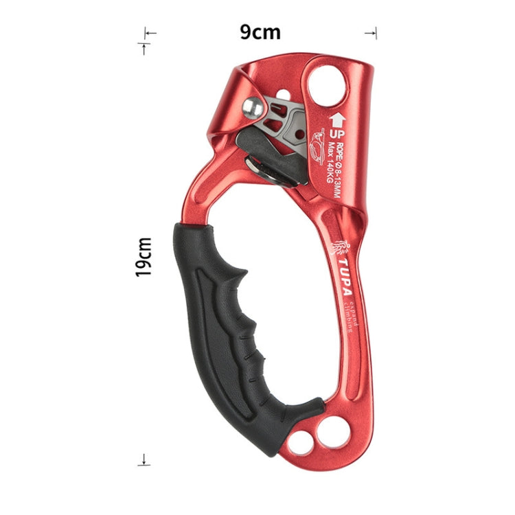 Skorter | XINDA TP-8606 Outdoor Rock Climbing Aerial Work Anti-fall Handheld Rope Gripper for 8-12mm Diameter Rope left(Red)