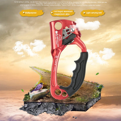 Skorter | XINDA TP-8606 Outdoor Rock Climbing Aerial Work Anti-fall Handheld Rope Gripper for 8-12mm Diameter Rope left(Red)