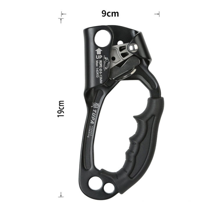 Skorter | XINDA TP-8606 Outdoor Rock Climbing Aerial Work Anti-fall Handheld Rope Gripper for 8-12mm Diameter Rope Right(Black)