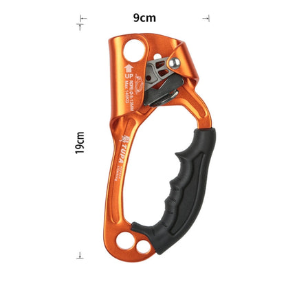Skorter | XINDA TP-8606 Outdoor Rock Climbing Aerial Work Anti-fall Handheld Rope Gripper for 8-12mm Diameter Rope Right(Orange)