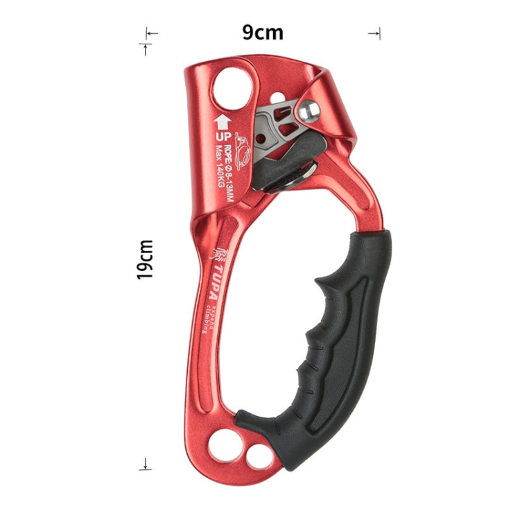 Skorter | XINDA TP-8606 Outdoor Rock Climbing Aerial Work Anti-fall Handheld Rope Gripper for 8-12mm Diameter Rope Right(Red)