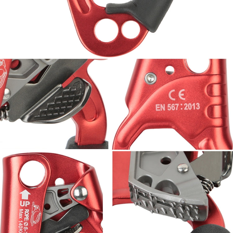 Skorter | XINDA TP-8606 Outdoor Rock Climbing Aerial Work Anti-fall Handheld Rope Gripper for 8-12mm Diameter Rope Right(Red)