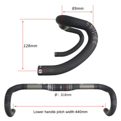 Skorter | TOSEEK Full Carbon Fiber Road Bike Bent Handlebar Groove Outside Line Handle, Size: 440mm (UD Black)