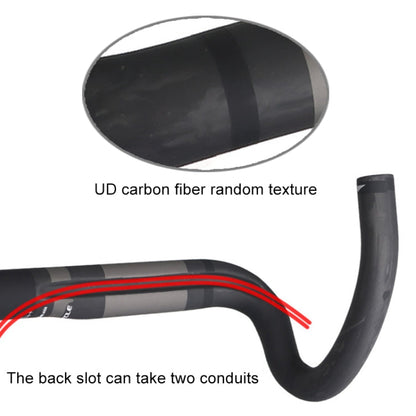 Skorter | TOSEEK Full Carbon Fiber Road Bike Bent Handlebar Groove Outside Line Handle, Size: 440mm (UD Black)