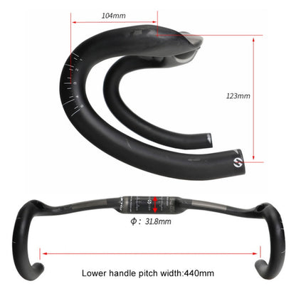 Skorter | TOSEEK UD Carbon Fiber Texture Road Bike Handlebar, Size: 440mm (UD Matte)