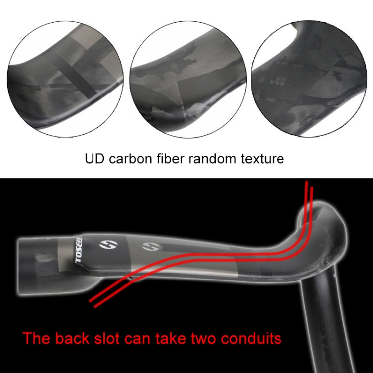 Skorter | TOSEEK UD Carbon Fiber Texture Road Bike Handlebar, Size: 440mm (UD Matte)