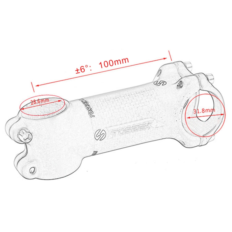 Skorter | TOSEEK All Carbon Fiber 3KUD Texture Road Mountain Bike Ultra-light Handlebar Stem Riser Faucet, Size: 6 Degree, 100mm (Matte)