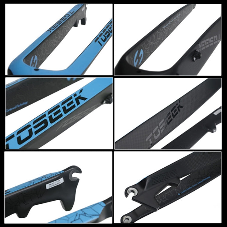 Skorter | TOSEEK Ultra Light 26 Inch 385mm Mountain Bike Full Carbon Front Fork Straight Tube Disc Brake(Blue)