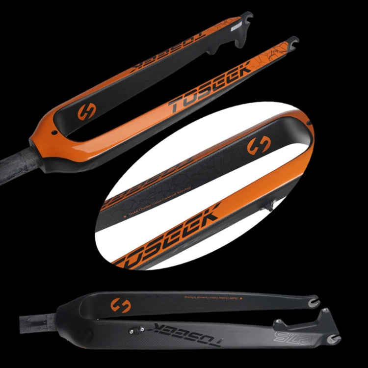 Skorter | TOSEEK Ultra Light 27.5 Inch 405mm Mountain Bike Full Carbon Front Fork Straight Head Tube Disc Brake(Orange)