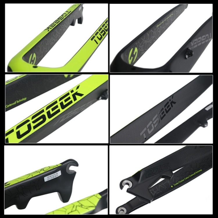Skorter | TOSEEK Ultra Light 27.5 Inch 405mm Mountain Bike Full Carbon Front Fork Straight Head Tube Disc Brake(Green)