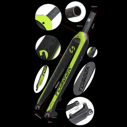 Skorter | TOSEEK Ultra Light 27.5 Inch 405mm Mountain Bike Full Carbon Front Fork Straight Head Tube Disc Brake(Red)