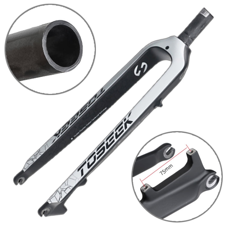 Skorter | TOSEEK Ultra Light 27.5 Inch 405mm Mountain Bike Full Carbon Front Fork Straight Head Tube Disc Brake(White)
