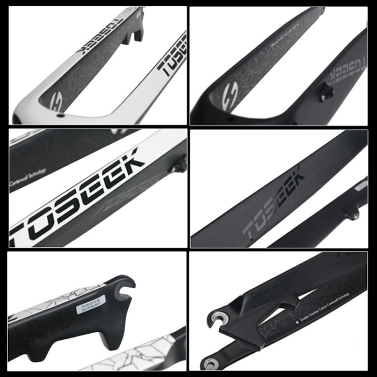Skorter | TOSEEK Ultra Light 27.5 Inch 405mm Mountain Bike Full Carbon Front Fork Straight Head Tube Disc Brake(White)