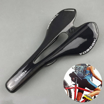 Skorter | TOSEEK Road Bike Carbon Fiber Seat Bicycle Hollow Seat Saddle, 3K Texture + Light (Black)