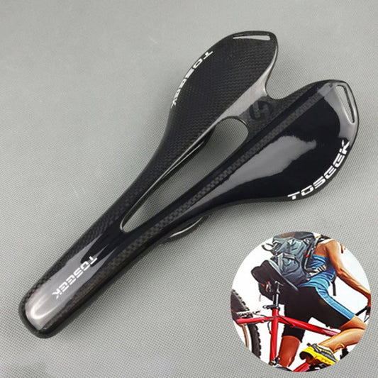 Skorter | TOSEEK Road Bike Carbon Fiber Seat Bicycle Hollow Seat Saddle, 3K Texture + Light (Black)